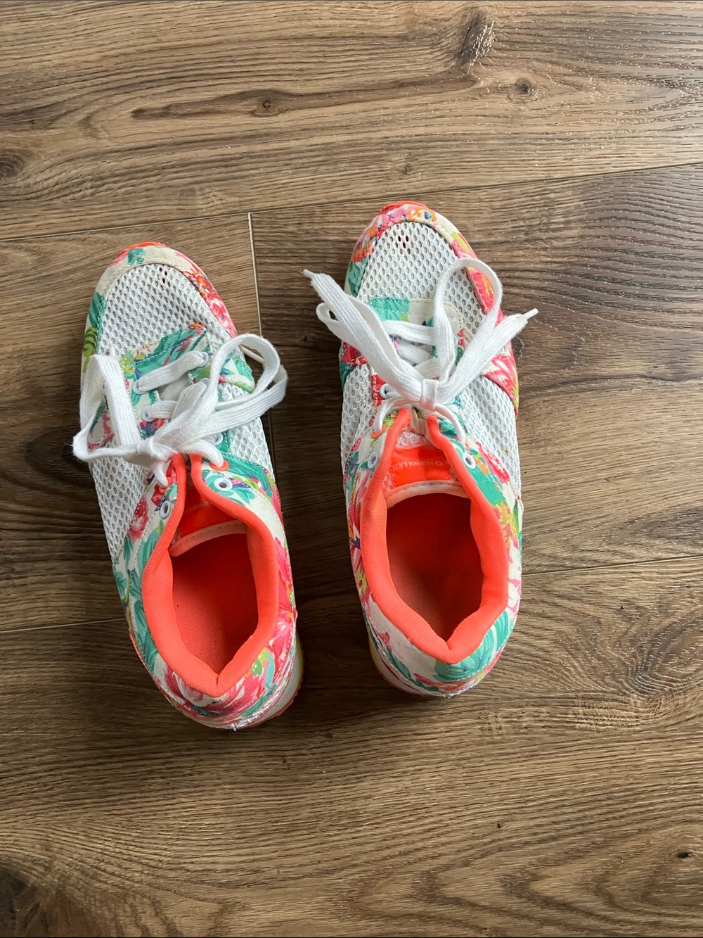 Airwalk Floral Mesh Sneakers in Coral and White